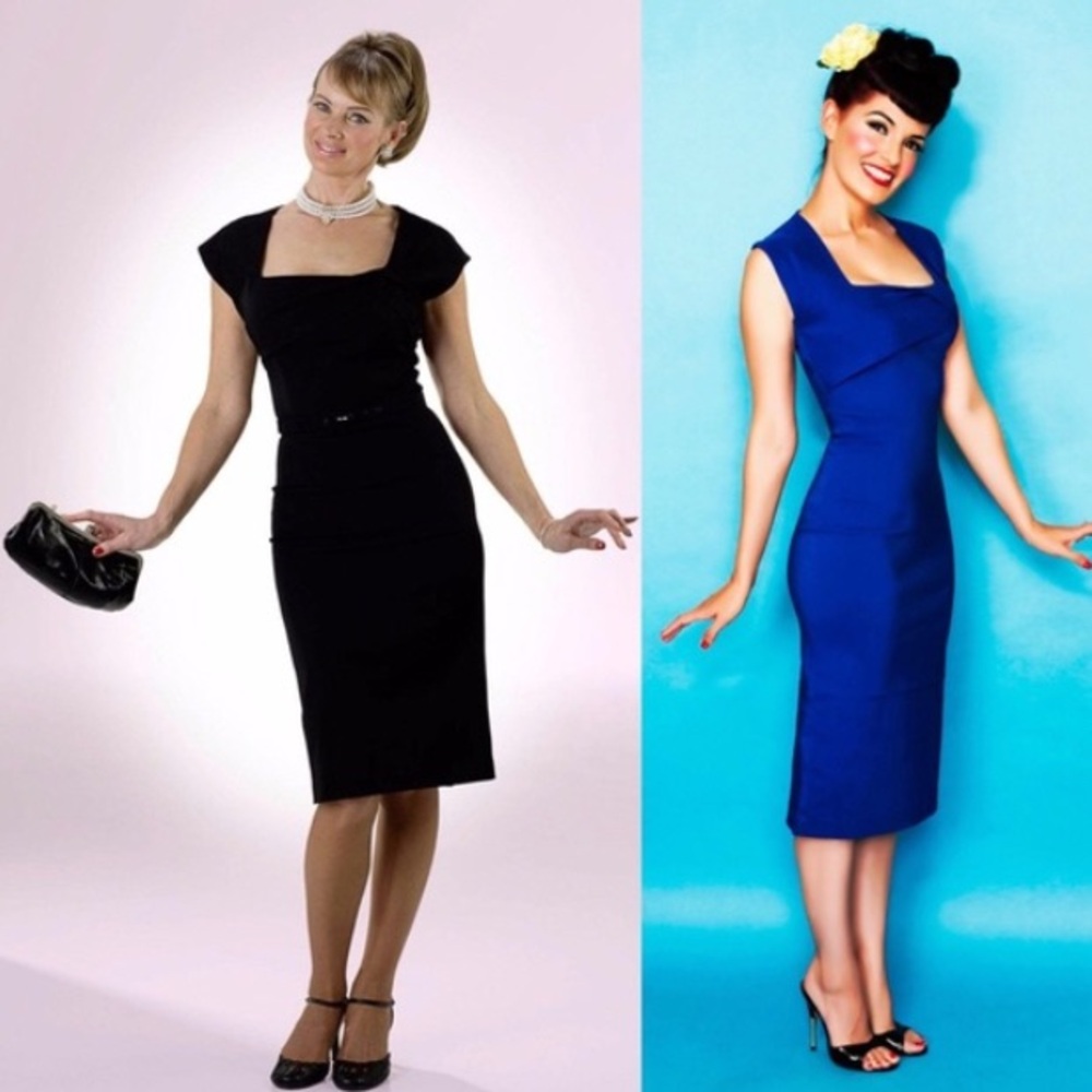 Bettie Page Black Wiggle Dress Pinup Retro Bombshell Origami 50s Style Medium